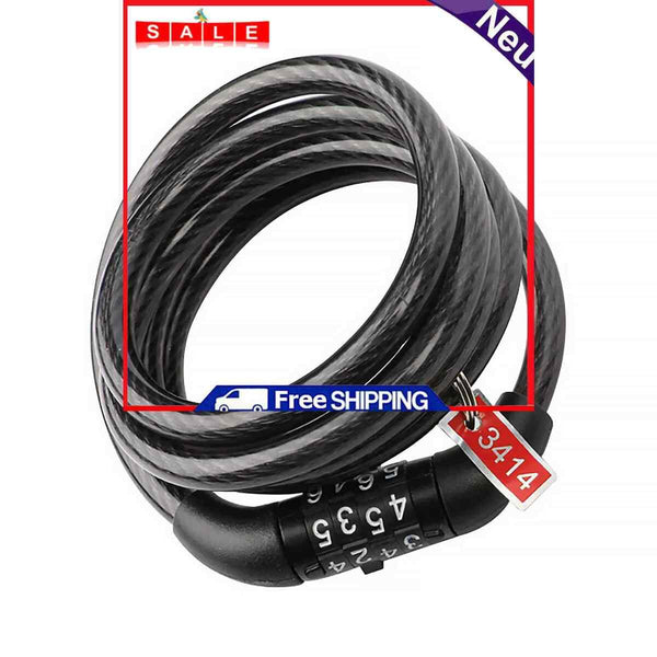 Bike Lock - Combination Bicycle Cable Lock 4-Ddigit Password Locks for MTB Bike