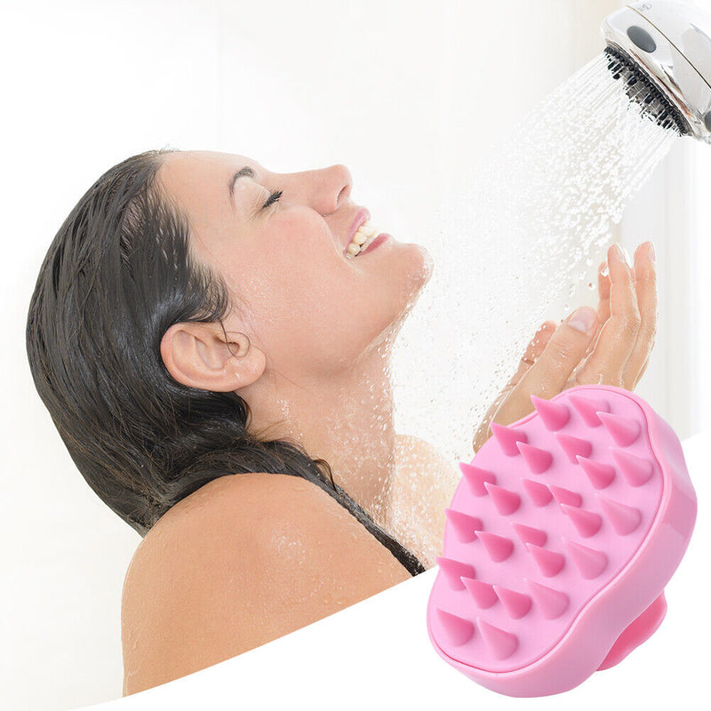 Silicone Hair Washing Comb Brush Head Scalp Massage Brush (Pink) Newly