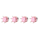 4pcs Car Rhinestone Crown Wheel Tire Valve Caps Auto Dust Air Cover (Pink) Newly