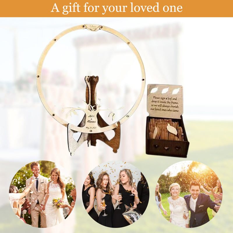 #A Wedding Guest Book Alternative Wooden Card Box 60 Wood Leaves for Reception