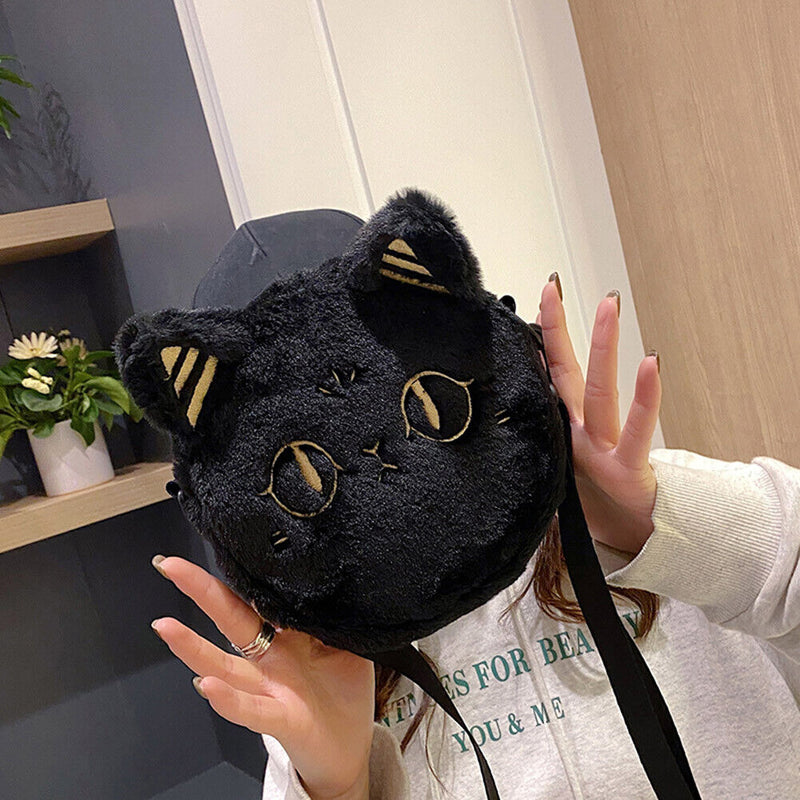 Women Plush Cartoon Chain Handbag Winter Zip Mini Shoulder Bag