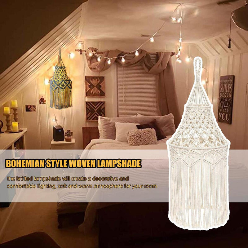 Lampshade Handmade Woven Macrame Wall Hanging Pendant Lamp Tapestry Decor#