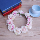 Bohemian Flowers European Bride Wedding Hairband Beach Accessories(Pink)