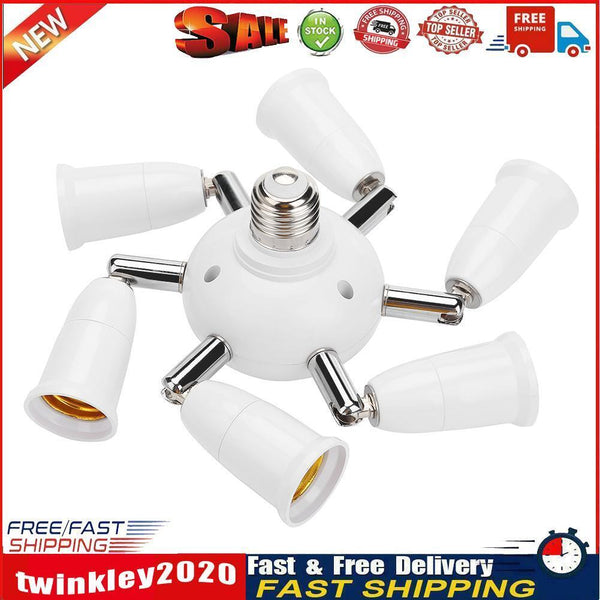 Adjustable E27 Splitter 7 Heads Lamp Base LED Bulb Adapter Holder Socket Newly
