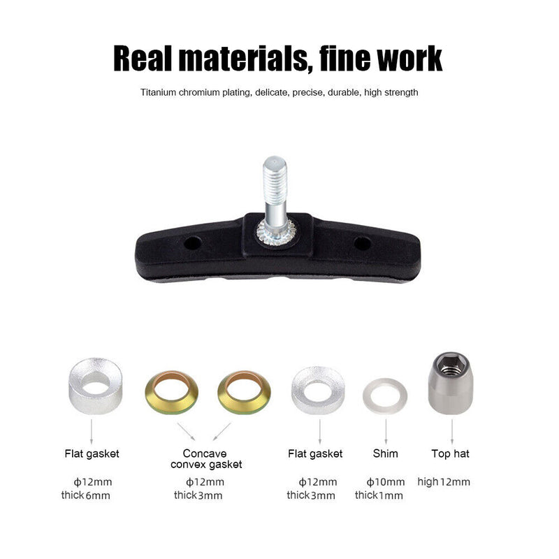 Bicycle V Brake Pads MTB Road Bike V-Brake Block with Hex Nuts + Spacers 1 Pa