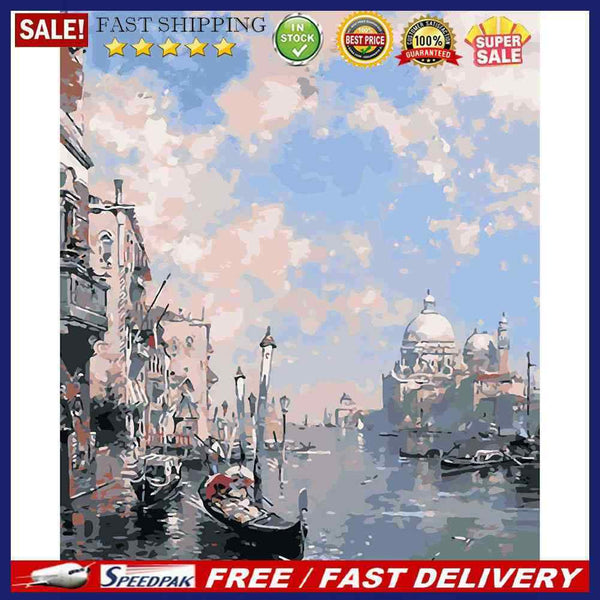 Oil Painting Riverway Digital Coding Picture Wall Art Room Decoration No Frame