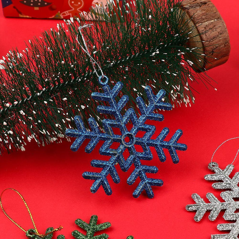 Decorations Ornaments Winter Snow 10cm Plastic Snowflake Glitter Powder Xmas