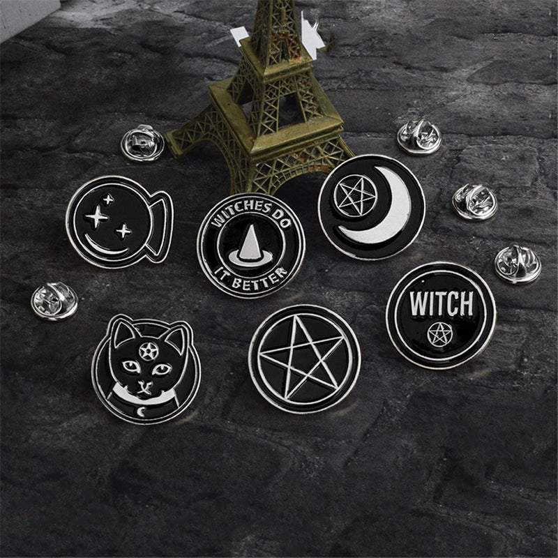 Witches Punk Dripping Oil Cartoon Enamel Pins Badge Brooch Clothes Lapel Pin