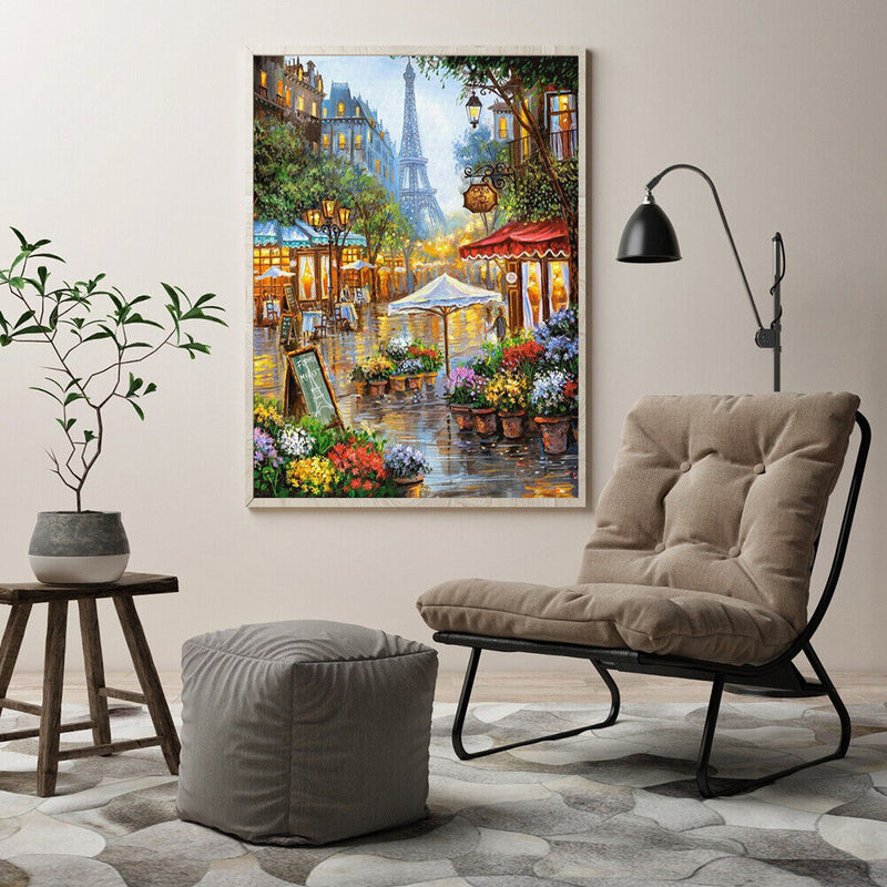 Painting By Numbers Kit DIY Street Tower Canvas Oil Wall Picture for Living R