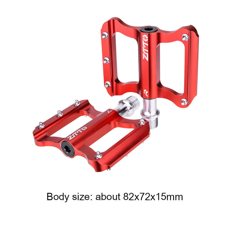 ZTTO Bicycle MTB Road Bike Smooth Bearings Anti-slip Flat Pedals (Red) Newly