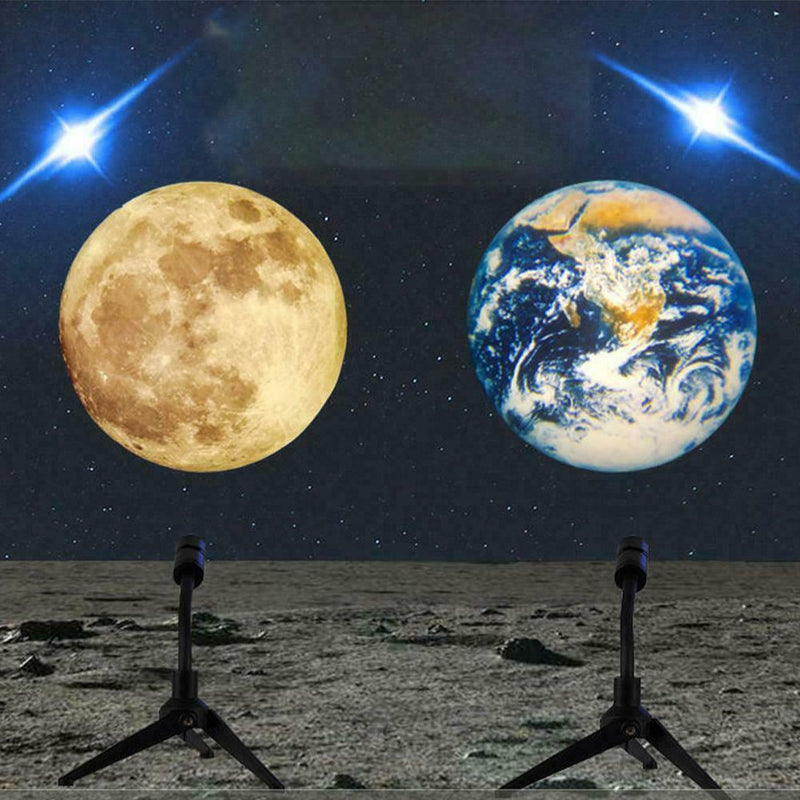 LED EARTH MOON Projector Lamp Night Light Home Bedroom Decor Projection Q1V8