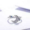Jewellery Accessories Wedding Copper Blue Star Moon Woman Ring Adjustable