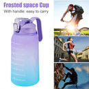 2L Water Bottle Straw Cup Time Marker Sports Drinking Fitness Jugs (Purple)