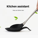 Silicone Spoon Pad Kitchen Utensils Spatula Heat Resistant Placemat (Black)