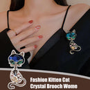 Fashion Kitten Cat Crystal Brooch Pin Women Costume Wedding Party Jewelry Gift~