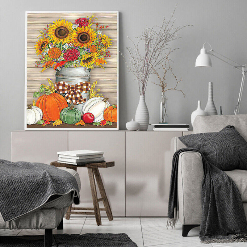 Sunflower in Vase Oil Paint By Numbers Kits DIY Handpainted on Canvas Home Decor