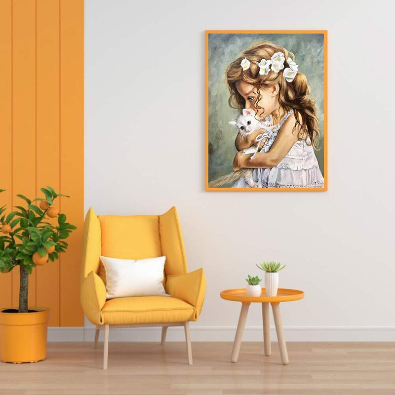 Little Girl Oil Paint By Numbers Kit DIY Acrylic Painting on Canvas Frameless