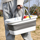 Folding Camping Storage Box with Handle Portable Picnic Fruits Basket Supplies