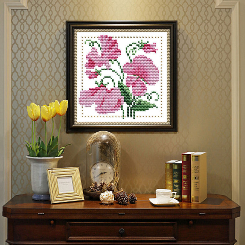 Partial Cross Stitch 14CT Cotton Thread DIY Counted Embroidery Kits Flower Gift