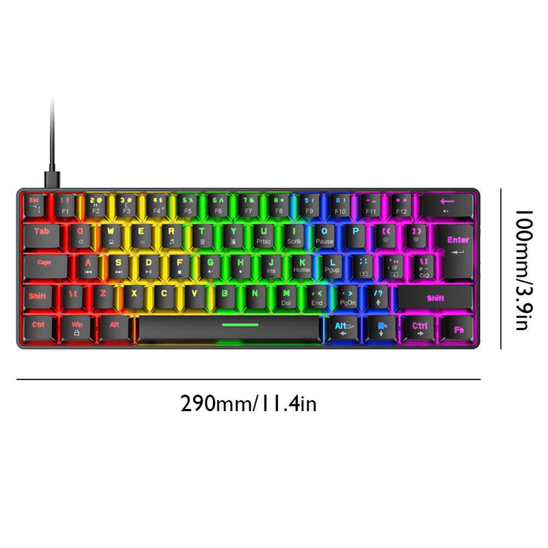 T60 Mechanical Gaming Keyboard Blue Switch 62 Key Keyboard for PC (Black)