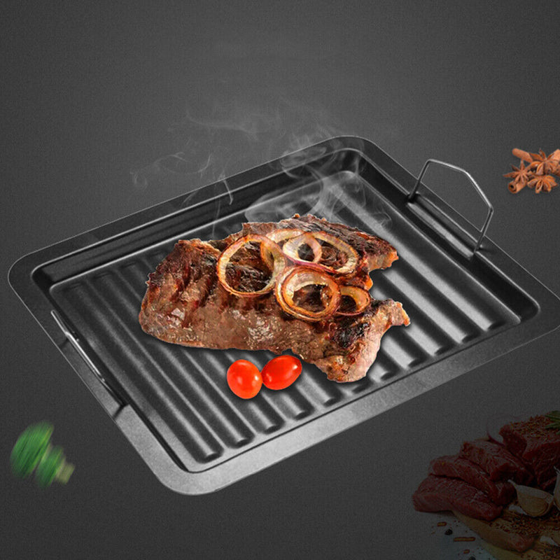 Kitchen Baking Plate Frying Pan Rectangle Non-stick Grill Cookware BBQ Tray