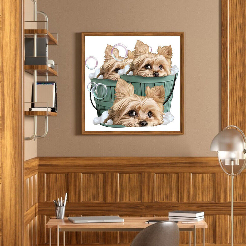 Diamond painting DIY round diamond three puppies B1673