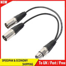3P XLR Female Jack to Dual 2 Male Plug Y Splitter Adaptor Cord Cable 1Ft