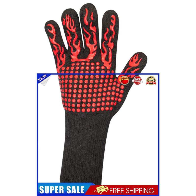 Oven Gloves, Heat Resistant Non-Slip Kitchen Safe Cooking BBQ Gloves (Red)