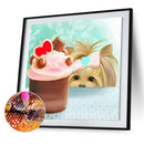 5D DIY Full Drill Round Shape Puppy Eat Cake Rhinestone Diamond Drawing Decor