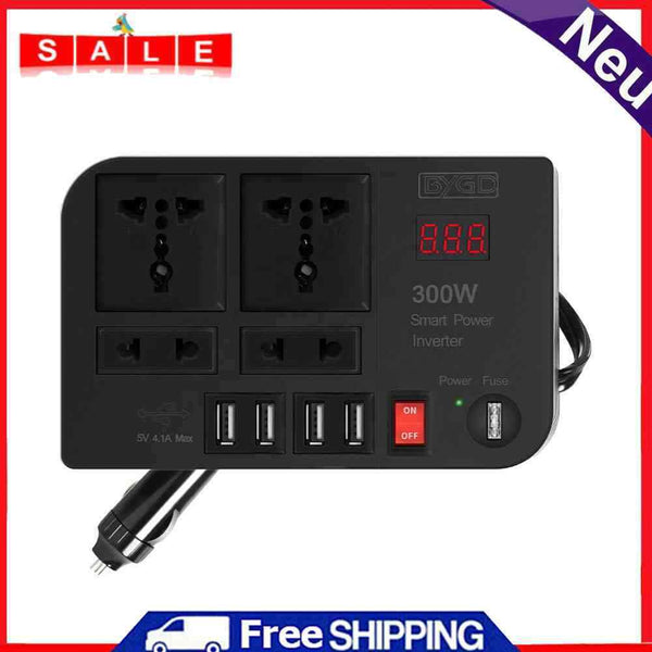300W Car Inverter DC 12V to 220V Power Converter 4 USB Ports Socket Adapters