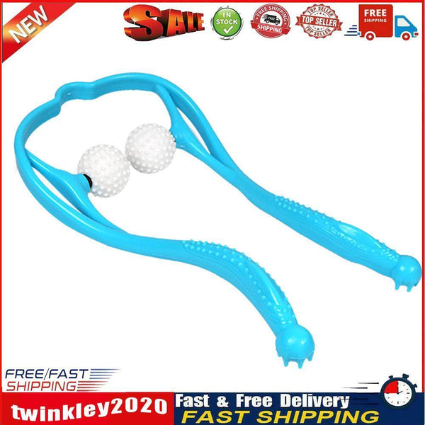 2-Ball Rolling Manual Neck Massager Pain Relief Hand Massage Tool (Blue) Newly
