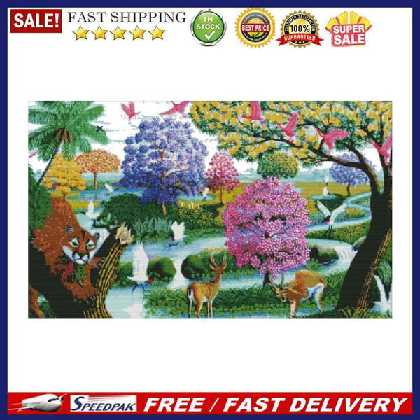 Landscape DIY Cross Stitch 14CT Stamped Cotton Embroidery Kits Crafts Needlew