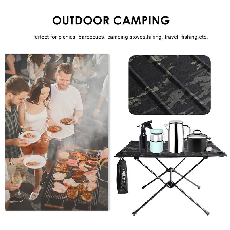 SUNDICK Folding Camping Table, Portable Foldable Square Table Desk for Fishing