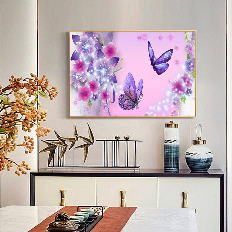 Flying Butterfly 5D DIY Full Round Diamond Painting Rhinestones Digital Mosaic