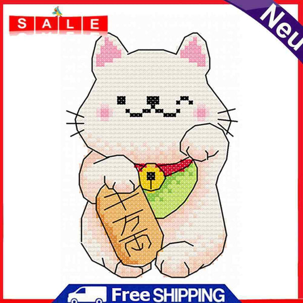 DIY Cross Stitch 11CT Stamped Cartoon Animal Canvas Kit Needlework Artwork Craft