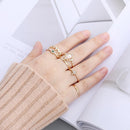 Rhinestones Elegant Knuckle Midi Crown Finger Rings Moon Star Opal Rings Set