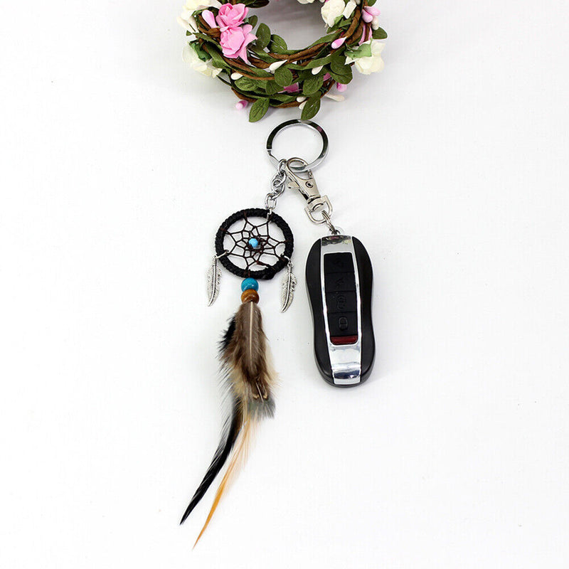 Mini Dreamcatcher Feather Pendant Car Keychains Keyrings Handcraft Decoration