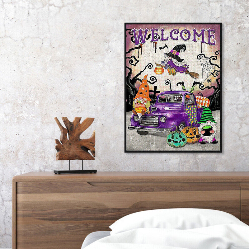 Frameless Oil Paint By Numbers Purple Gnome DIY Canvas Picture Craft Kit