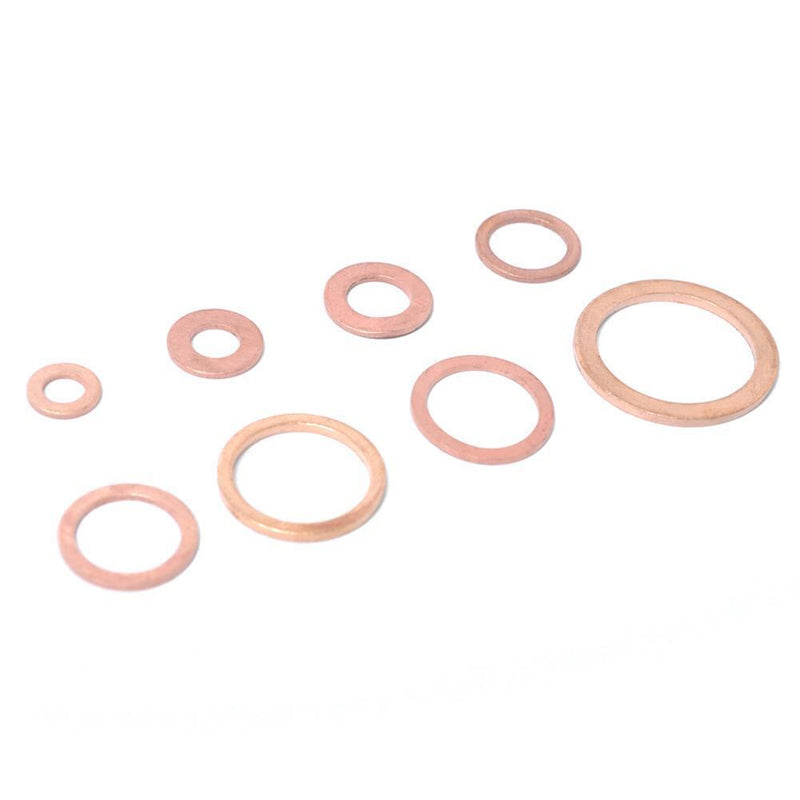 80pcs Assorted Copper Washer Set Flat Ring Seal Assortment Kit with Box Newly