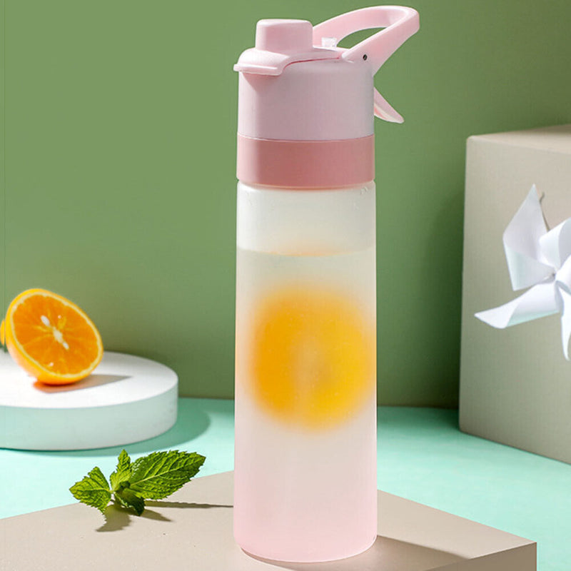 Spray Water Bottle Large Cooling Summer Outdoor Sport Drinking Cup (Pink)