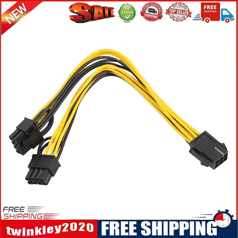 20cm 6 Pin to Dual 8 Pin PCI Power Splitter Cable VGA PCI Express Adapter