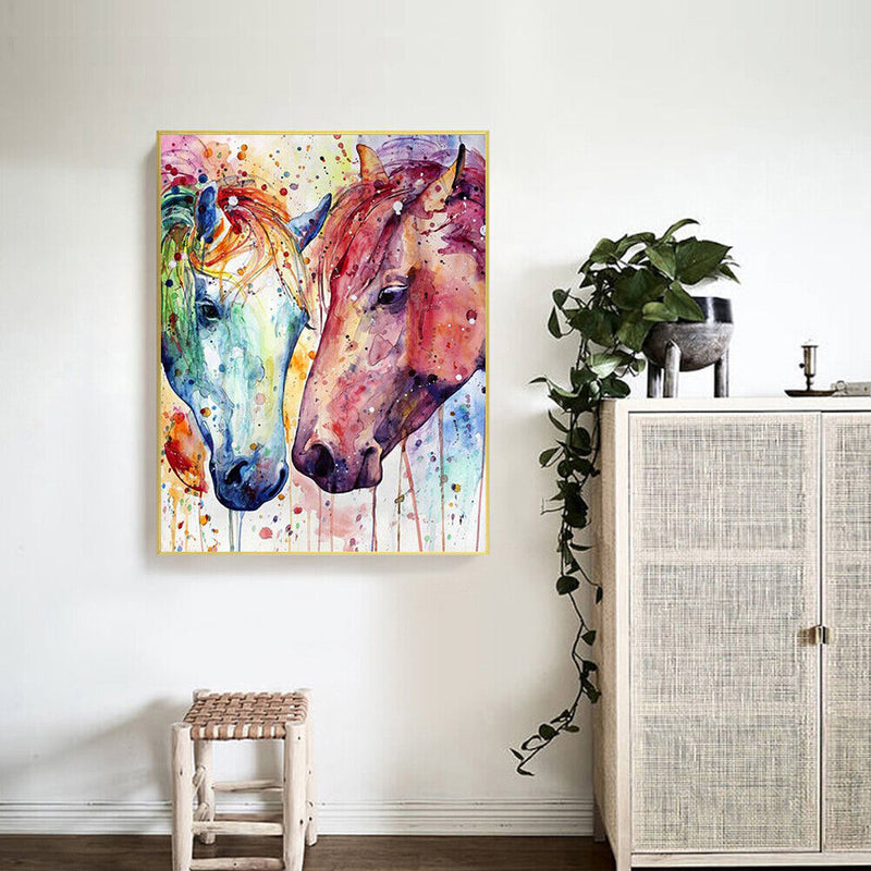 Hand Painted Oil Paint by Numbers DIY Horse Drawing Wall Hanging Decoration