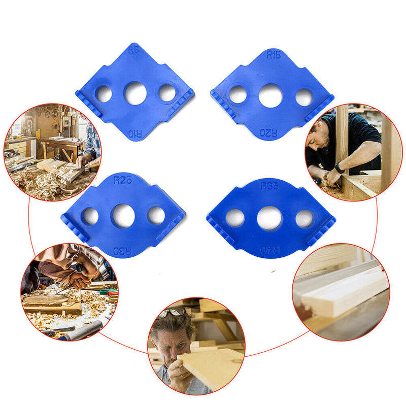#A 4pcs/Set Woodworking Trimming Radius Corners Cutter Engraving Machine Fixture