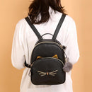 Teenagers Backpack Leather School Bags Girl Cartoon Square Satchel (Black)