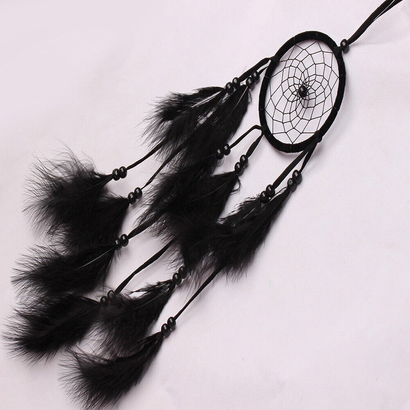 Bead Dream Catcher Black Feather Crafts Handmade Home Hanging Gifts Newly