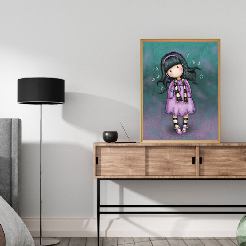 Listen Music Girl Frameless DIY Oil Paint by Numbers Kit Picture Wall Art