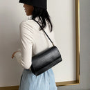 Fashion Alligator PU Leather Women Handbag Totes Female Flap Daily Shoulder Bag