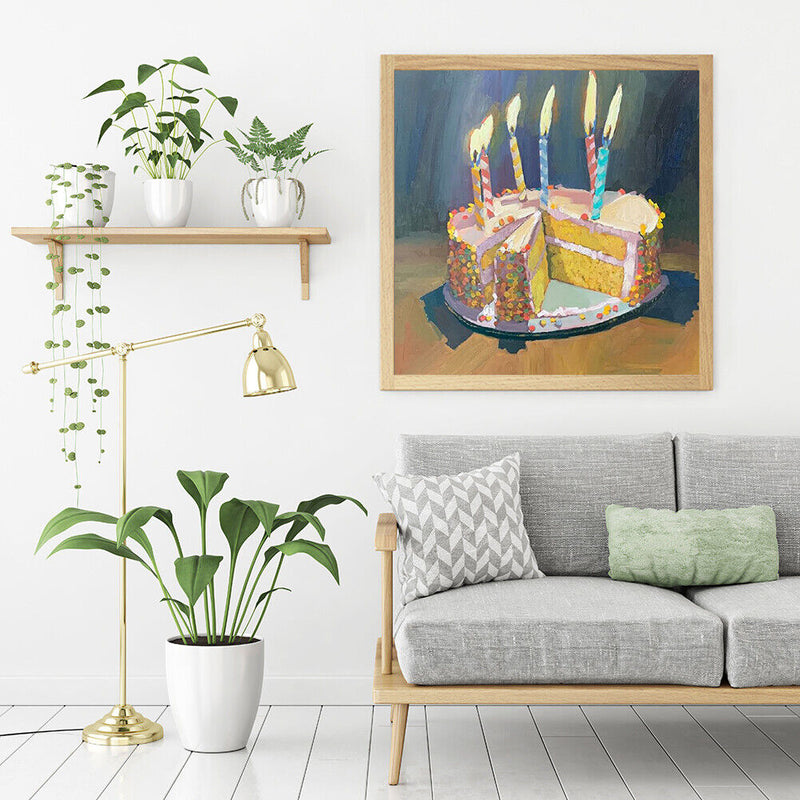 Oil Paint by Numbers Cake Canvas Artwork Living Room Picture Art Decoration Kit