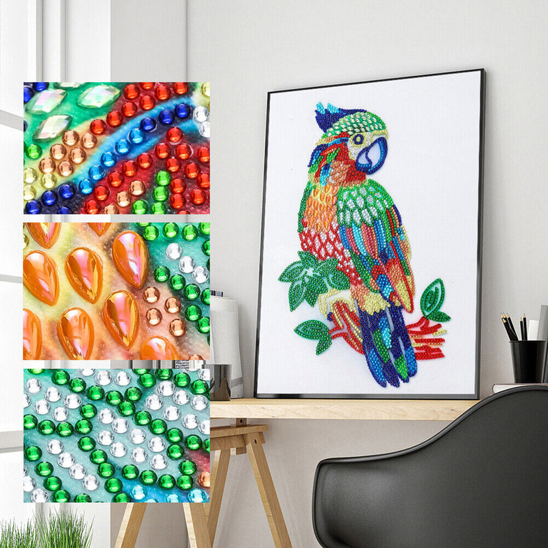 Diamond Painting 5D DIY Parrot Crystal Special Shape Room Wall Art (T087) Newly