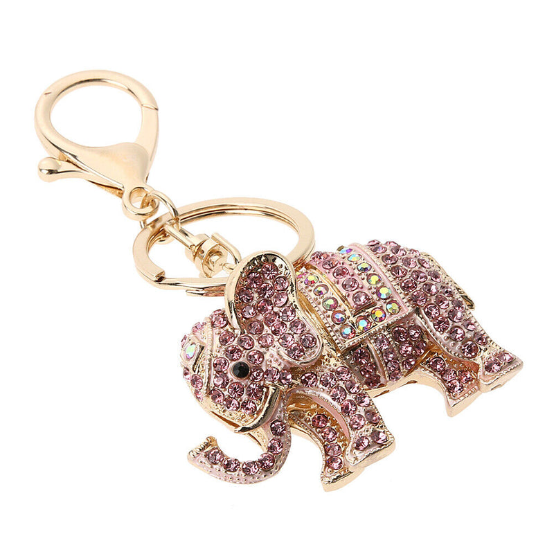 Women's Elephant, Inserted Colors, Cast Rose Keychain
